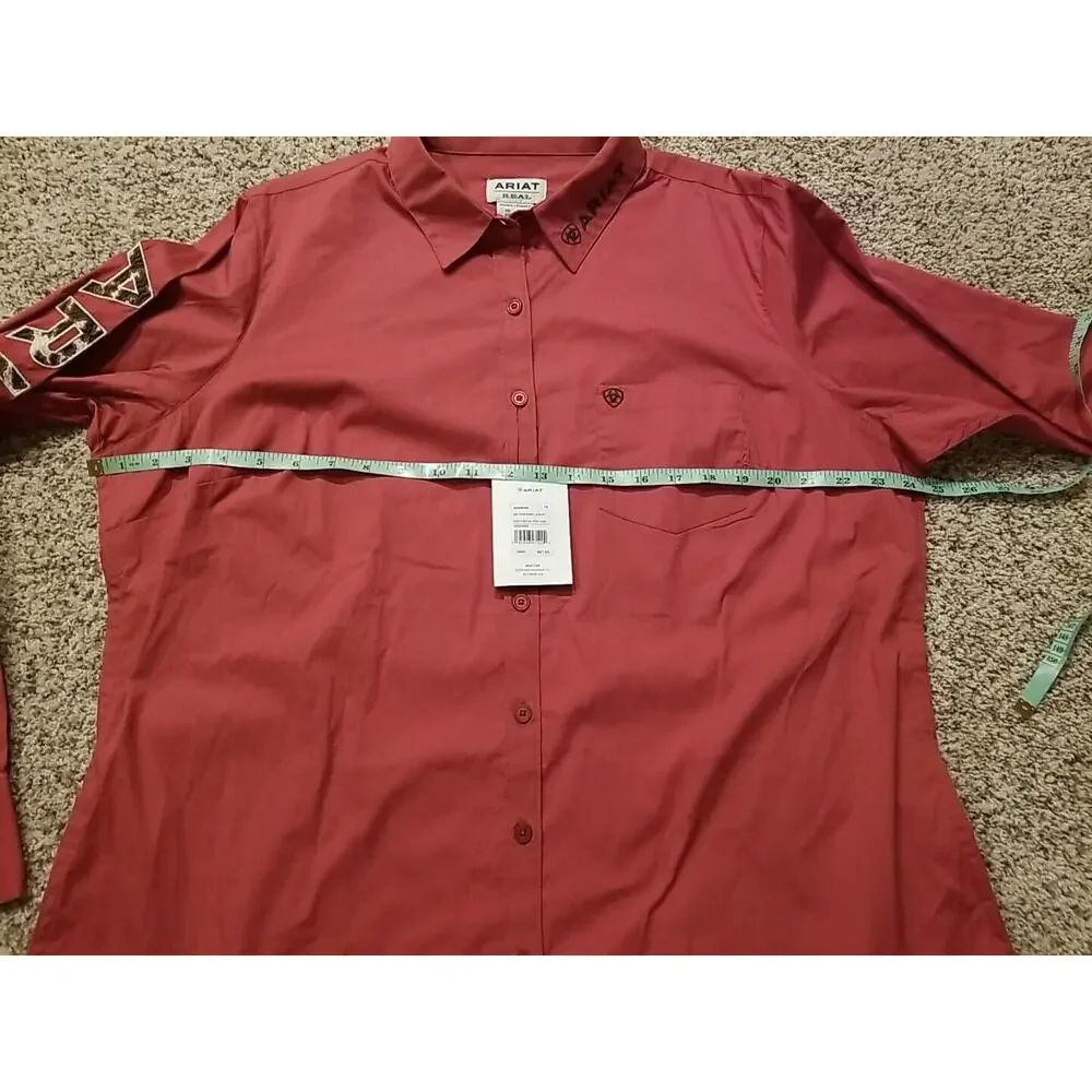 NWT Ariat Real Kirby Stretch Long Sleeve‎ Shirt Earth Red Brick Red Women's 1X - Picture 8 of 11